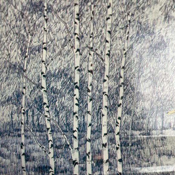 Vintage MASSILY Stamped Metal Outdoor Duck Pond Wood Scene Snack Trays Set of 2 - Picture 3 of 10